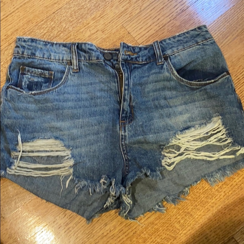 High waisted jean shorts